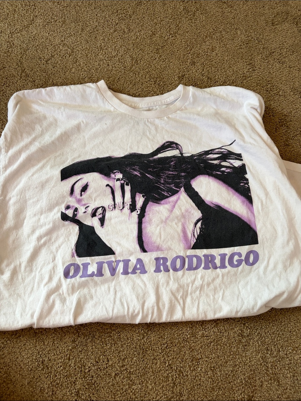 Olivia Rodrigo Graphic Short Sleeve Tee - White with Purple Print